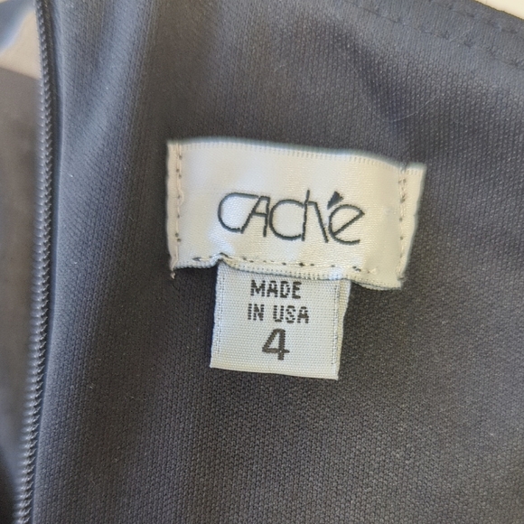 01590 Cache One Shoulder Mermaid Dress Black size 4 evening formal vintage - Picture 6 of 8